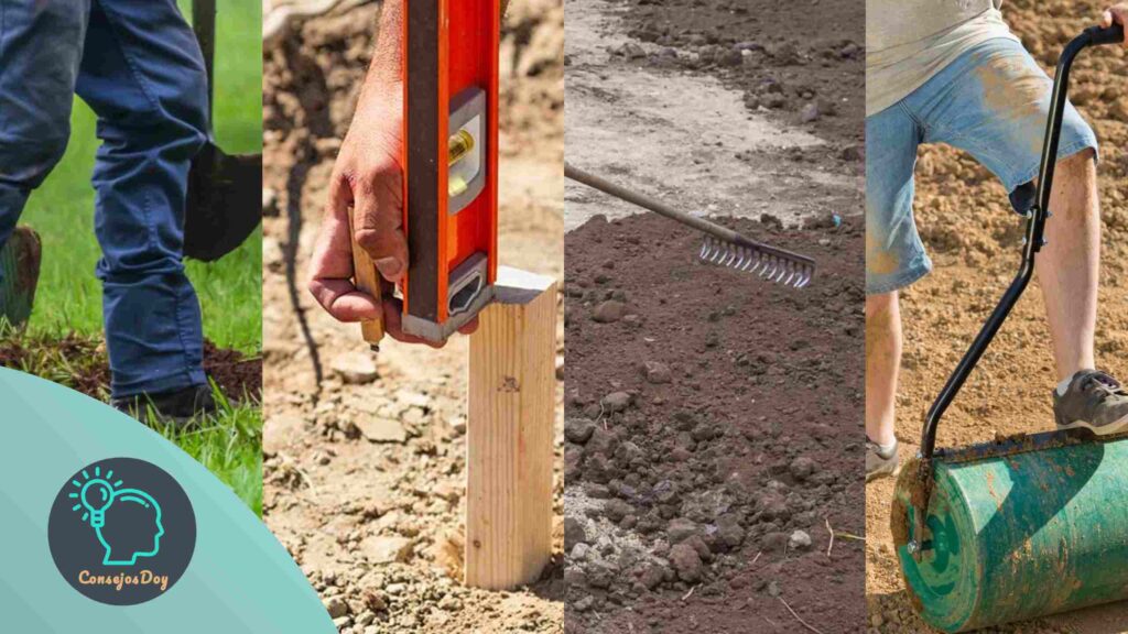 Proceso de nivelación de un terreno